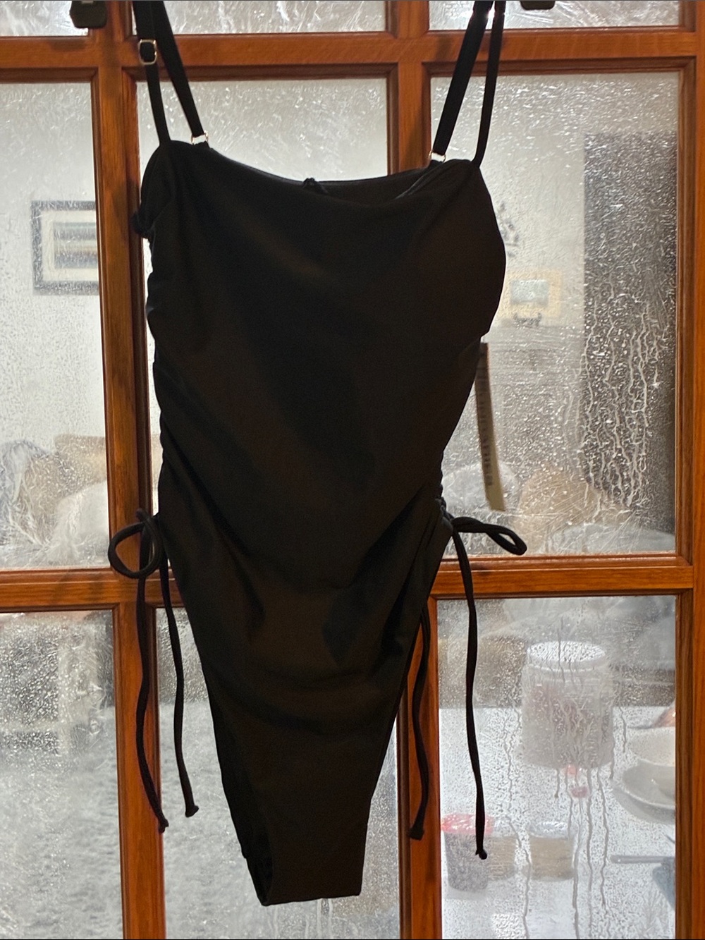 No Boundaries Black One-Piece Swimsuit with Side Ties